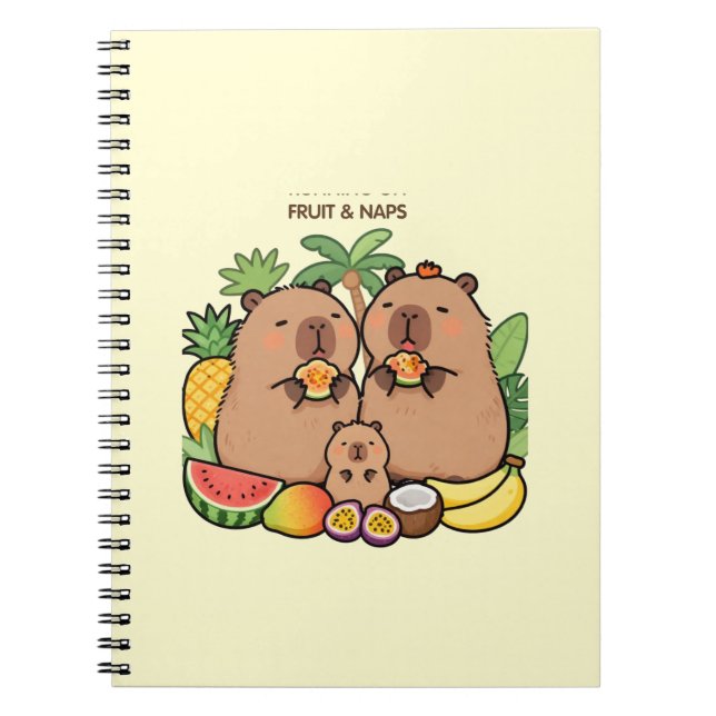 Cute Capybara Fruit & Naps Notebook | Happy Capy (Front)