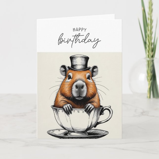 Cute Capybara Funny Birthday Card (Front)