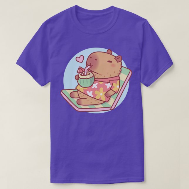 Cute Capybara g With Coconut Drink T-Shirt (Design Front)