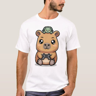 Cute Capybara Gamer Anime Turtle Kawaii Gaming  T-Shirt