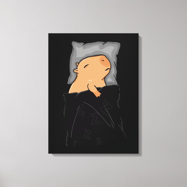 Cute Capybara Gift Women Kids Sleeping Capybara Canvas Print (Front)