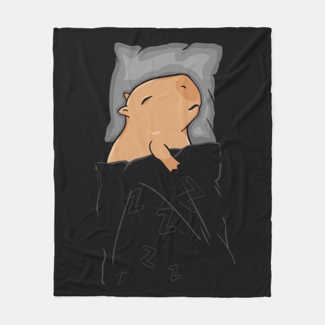 Cute Capybara Gift Women Kids Sleeping Capybara Fleece Blanket (Front)