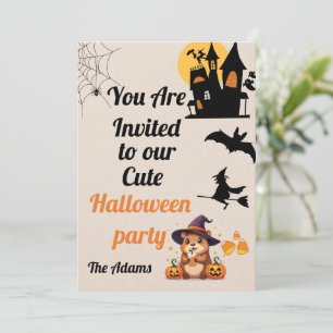 Cute Capybara Halloween Invitation