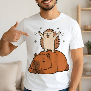 Cute Capybara Hedgehog Best Friends T-Shirt