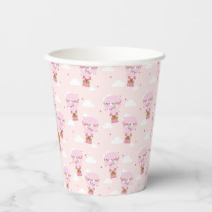 Cute Capybara Hot Air Balloon Pink Birthday  Paper Cups