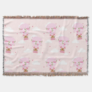 Cute Capybara Hot Air Balloon Throw Blanket