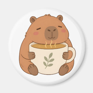 Cute Capybara Hugging Coffee Cup Magnet