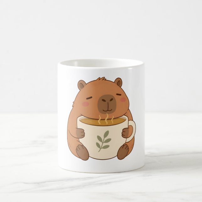 Cute Capybara Hugging Coffee Cup Mug (Center)