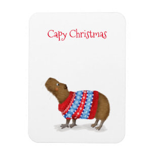 Cute capybara in a Christmas jumper fridge magnet