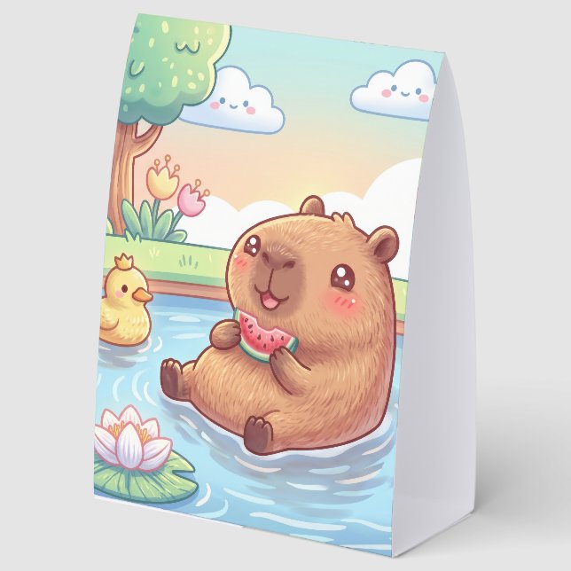 Cute capybara in a pond (Front)
