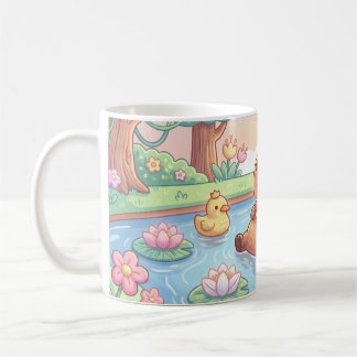 Cute capybara in a pond coffee mug