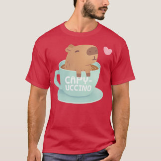 Cute Capybara In Cup Capyuccino Pun Humour T-Shirt