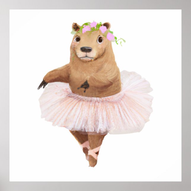 Cute Capybara in Pink Tutu Skirt Poster (Front)