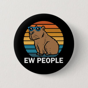 Cute Capybara Ironic Anti Social Mood Funny Quote 6 Cm Round Badge