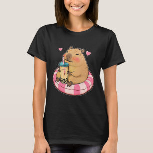 Cute Capybara Kawaii Anime Drinking Bubble Tea Lov T-Shirt