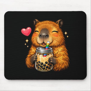 Cute Capybara Kawaii Anime Drinking Bubble Tea Mouse Mat