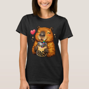 Cute Capybara Kawaii Anime Drinking Bubble Tea T-Shirt