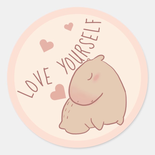Cute capybara kawaii classic round sticker (Front)
