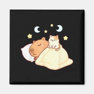 Cute Capybara Kawaii Sleep Pajamas Sleepybara Cat Magnet