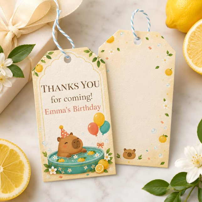 Cute Capybara Kids Birthday Favour Tags (Creator Uploaded)