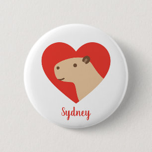 Cute Capybara Love Heart Minimalist Animal 6 Cm Round Badge