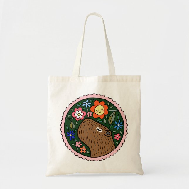 Cute Capybara Lover gift Capybara Library Tote Bag (Front)