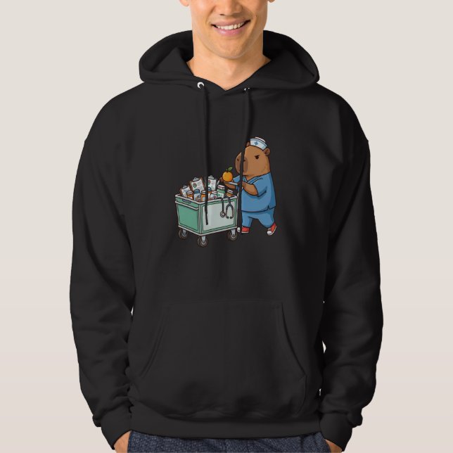Cute Capybara Nurse Medical Cart Pills Charts Nurs Hoodie (Front)