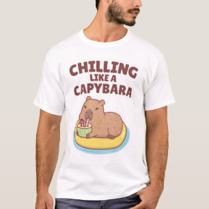 Cute Capybara On A Pool Float Chilling Like A Capy T-Shirt