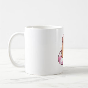 Cute Capybara On Pool Float Drinking Bubble Tea Coffee Mug