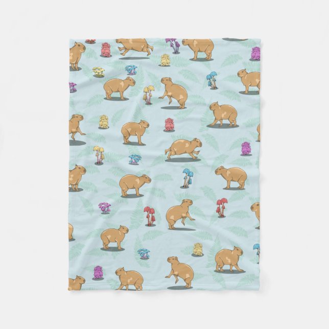 Cute capybara Pattern Fleece Blanket (Front)