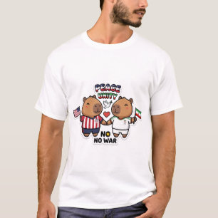 Cute Capybara Peace Unity No War T-Shirt–USA Iran T-Shirt