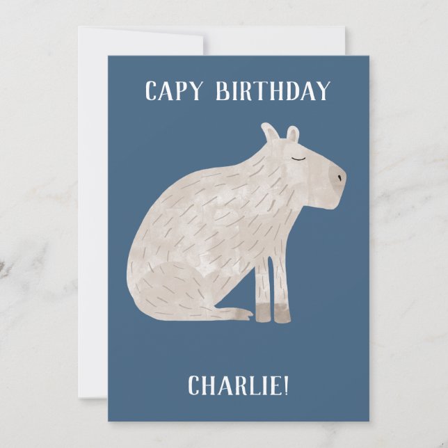Cute Capybara Personalised Birthday Holiday Card (Front)
