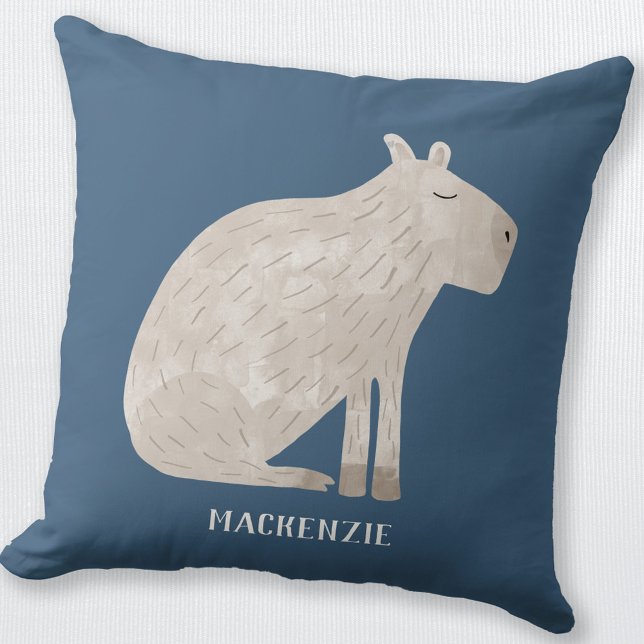 Cute Capybara Personalised Cushion (Cute Capybara personalized custom name throw pillow)