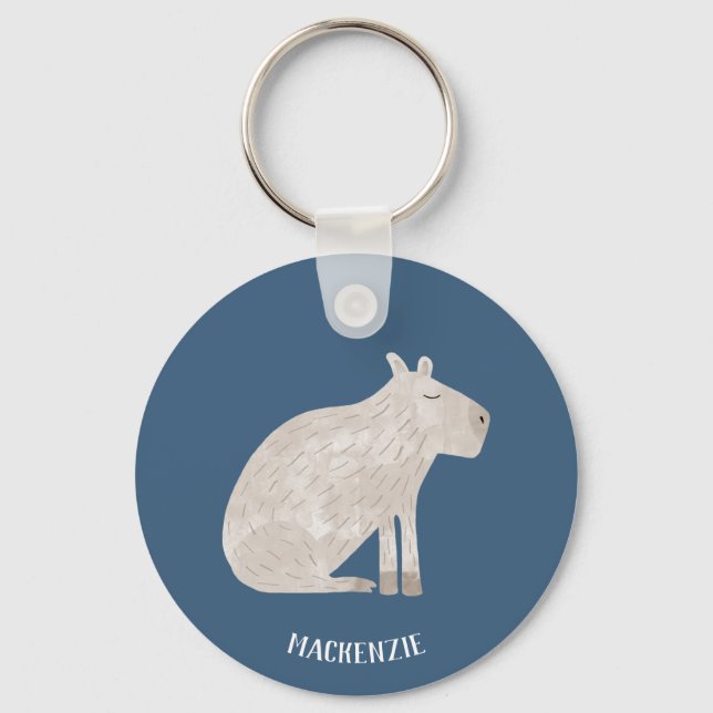 Cute Capybara Personalised Key Ring (Front)