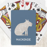 Cute Capybara Personalised Playing Cards<br><div class="desc">A fun watercolor capybara on a teal green background for animal and wildlife lovers.  Original art by Nic Squirrell. Change the name to personalise.</div>