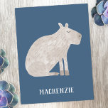 Cute Capybara Personalised Postcard<br><div class="desc">A fun watercolor capybara on a teal green background for animal and wildlife lovers.  Original art by Nic Squirrell. Change or remove the name to personalise,  or add your own text.</div>