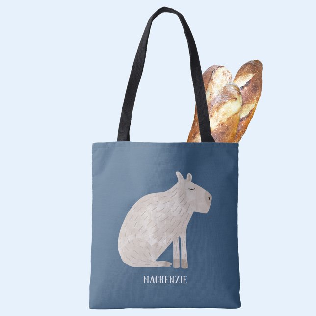 Cute Capybara Personalised Tote Bag (Fun personalized capybara tote bag f0r animal lovers)