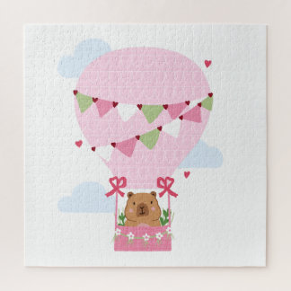 Cute Capybara Pink Baby Shower Jigsaw Puzzle