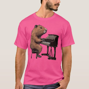 Cute Capybara Playing Piano Musician Music T-Shirt