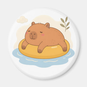 Cute Capybara Pool Float Summer Chill Magnet