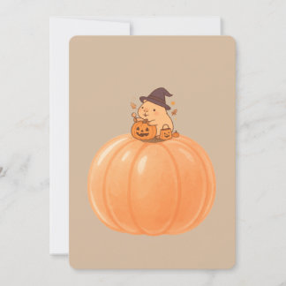 Cute Capybara Pumpkin Halloween Card