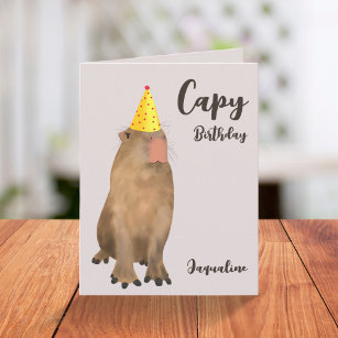 Cute Capybara Pun Illustration Birthday  Card