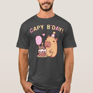Cute Capybara Rainbow Birthday Cake Capy Bday Pun T-Shirt