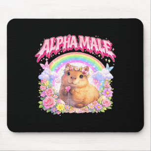 Cute capybara rainbow floral funny for men women mouse mat
