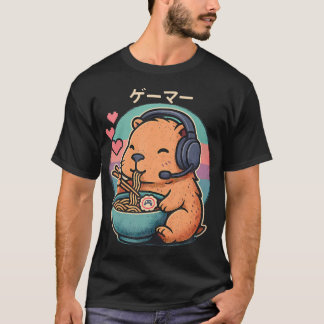 Cute Capybara Ramen Graphic Tee Video Games Kids B