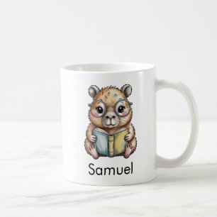 Cute Capybara Reading a Book Custom Coffee Mug