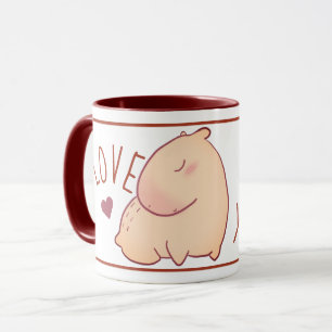 Cute capybara red Two-Tone Mug