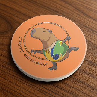 Cute Capybara Rhythmic Gymnastics Hoop Cartoon Coaster
