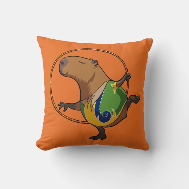 Cute Capybara Rhythmic Gymnastics Hoop Cartoon Cushion (Front)