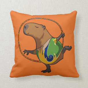 Cute Capybara Rhythmic Gymnastics Hoop Cartoon Cushion